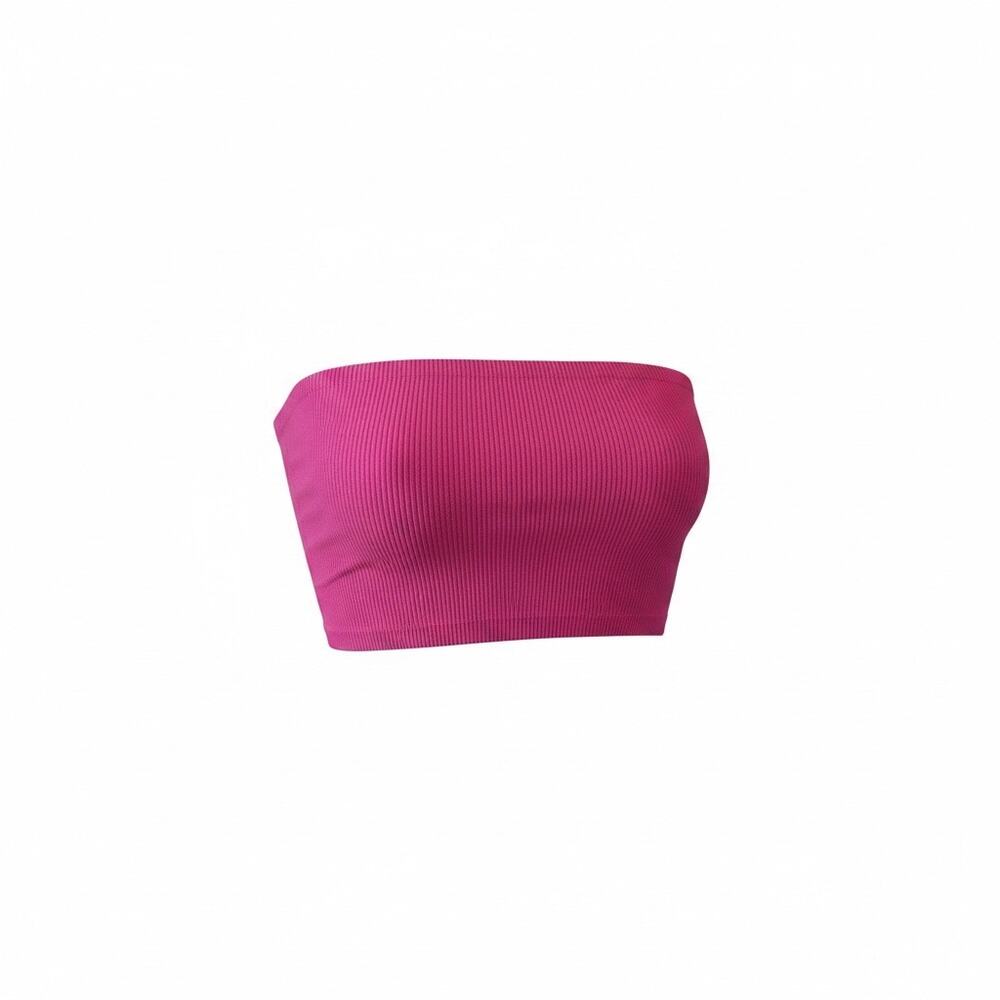 By Together Pink Ribbed Non Slip Bandeau Tube Top M/L NWT